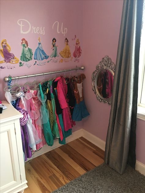 Dress up nook Dress Up Corner, Disney Princess Bedroom, Girls Playroom, Princess Bedroom, Toddler Girl Room, Princess Room, Girls Dress Up, Toddler Bedrooms, Toy Rooms