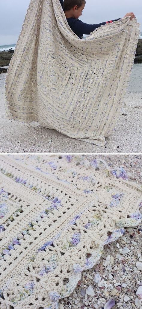 Stunning Crochet Throws. This gorgeous blanket in the pictures below was made for Emily, the author (Hooked on Sunshine) great – grandmother. Isn’t it absolutely stunning? All the lace and texture is just incredible! Remember to make this incredibly blanket in any color combination you like! #crochetpattern #blanket #throw Free Boho Crochet Blanket Pattern, One Color Crochet Blanket Patterns Beautiful, Boho Afghan Crochet Pattern, Delicate Crochet Blanket, You Are My Sunshine Blanket Crochet, Cream Crochet Blanket Pattern, Crochet Cream Blanket, Classy Crochet Blanket, Hydrangea Crochet Blanket