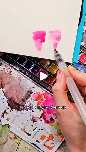 How To Use A Water Brush Pen, Water Brush Pen Art Ideas, How To Use Watercolor Brush Pens, Brush Pen Drawing, Water Brush Pen, Easy Landscape Paintings, Brush Pen Art, Watercolor Brush Pen, Water Brush