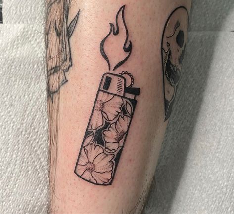 Lighter Tattoo, Light Tattoo, Inspiration Tattoos, Knee Tattoo, Dope Tattoos, Little Tattoos, Simplistic Tattoos, Piercing Tattoo, Creative Tattoos