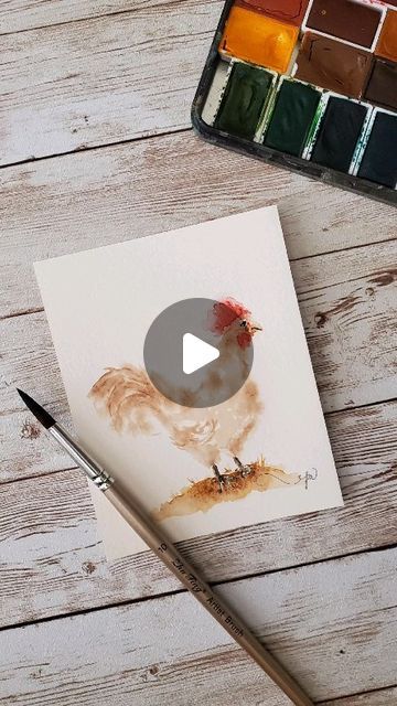 Patricia | Art & Photography on Instagram: "Happy little chook 💛❤️ I wanted to try something new and different for me. I can tell I'll be painting more of them. 🥰❤️ #thankyoujesus #watercolor #watercoloreveryday #justaddwater #modernwatercolor #paintingprocess #paintingreels #watercolor_daily #artdaily #glorytogod #allforjesus #calledtocreate #artistsoninstagram #texasartist #chickens #learnanewskill #artreels #femalepainters #momartist #womenartists #liveinspired #artaesthetics" Watercolor Chickens Easy, Chicken Watercolor, Watercolor Chicken, Chicken Drawing, Female Painters, Cartoon Chicken, Texas Artist, Thank You Jesus, Learn A New Skill