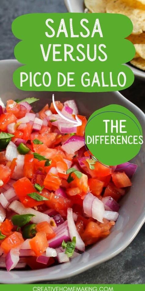 Salsa vs. Pico de Gallo: What's the difference? Discover the unique flavors and textures of these popular Mexican condiments. Our recipes will help you create the perfect accompaniment for your next taco night or party. Whether you prefer the chunky freshness of pico de gallo or the smooth and spicy kick of salsa, we've got you covered. Try them both and decide which one is your favorite! Mexican Condiments, Pico Recipe, Pressure Canning Recipes, Varieties Of Tomatoes, Homemade Salsa, Taco Night, Pressure Canning, Peach Mango, Mango Salsa