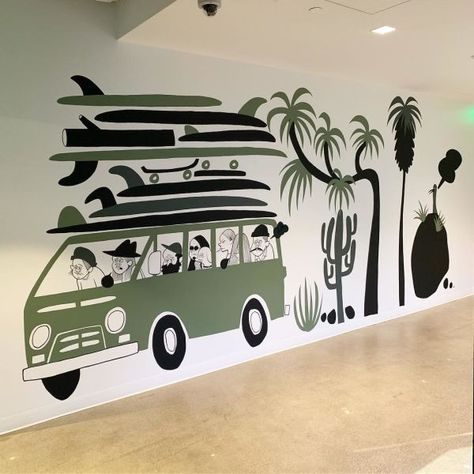 Yusuke Hanai, Indoor Mural, Mural Ideas, Custom Wall Decor, Mural Wall, Minimal Wall Art, Furniture Art, Surf Style, Mural Wall Art