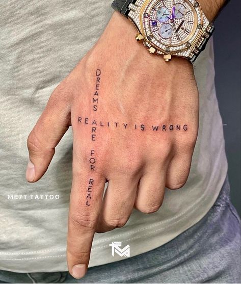 Words Tatoos Hands, Men Words Tattoo, Text Based Tattoos, Positivity Tattoo Men, Tattoo Words Men, Tattoo For Hand Men, Men Writing Tattoo, Tiny Tattoos Men, Tattoo Text Ideas Men