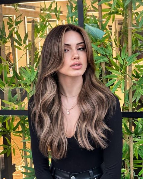 Highlights Brown Hair Ponytail, Going Blonde To Brown Hair, Blonde Highlights On Chocolate Brown Hair, Layered Baylage Hair, Cool Brunette Hair Color Fair Skin, Summer Dark Blonde Hair, Balayage Hair Olive Skin, Lighter Brown Hair With Highlights, Brown Hair Cool Tone Highlights