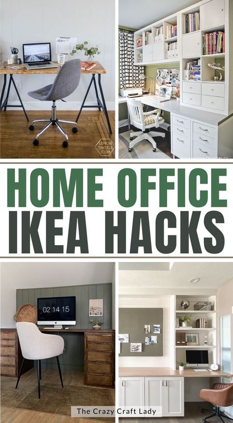 Whether you have a large office space or looking to turn one of the small spaces in your home into an office, I have some of the best Ikea home office hacks for you to try. The Ikea furniture and products below will help you turn any space into the perfect office space! Clever Home Office Storage Ideas, Office Ikea Ideas Business, Office Nook Ikea, Ikea Hack Desk Workspaces Home Office, Ikea Office For Two, Home Office Storage Ideas Ikea Hacks, Office Area In Dining Room, Ikea Hacks Office Storage, Diy Ikea Home Office