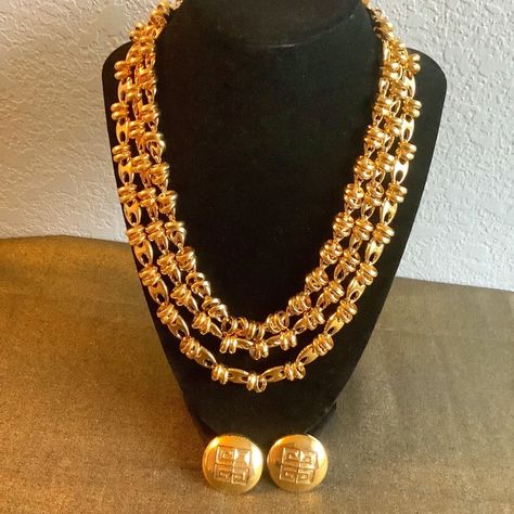 Vintage Givenchy Necklace & Earrings Givenchy Necklace, Givenchy Jewelry, Vintage Givenchy, Strand Necklace, Necklace Earrings, Clip On, Clip On Earrings, Givenchy, Jewelry Watches