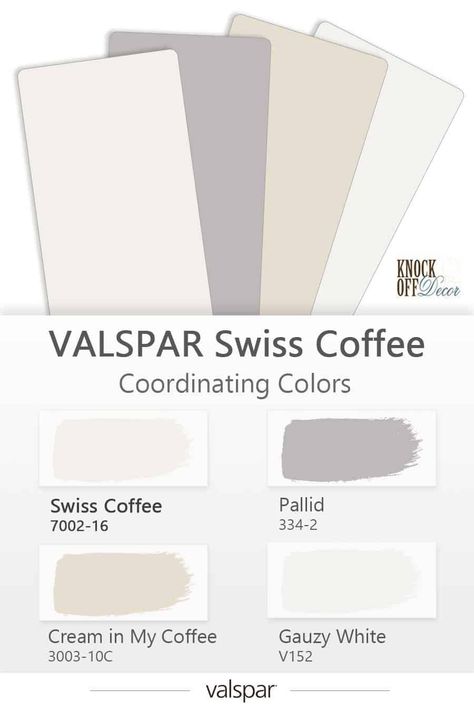 Cream In My Coffee Valspar Living Room, Valspar Cappuccino Foam, Swiss Coffee Valspar Wall Colors, Light Coffee Paint Color, Coordinating Colors With Swiss Coffee, Cozy White Valspar, Valspar Swiss Coffee Walls, Swiss Coffee Behr Living Room, Cream In My Coffee Valspar