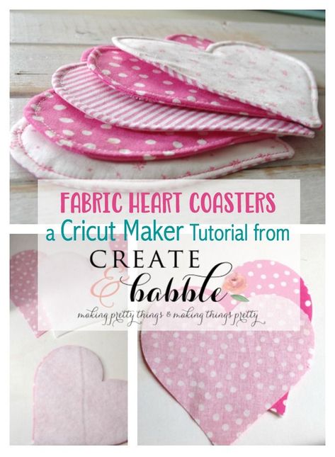 Easy to Make Heart Shaped Fabric Coasters Using Cricut Maker Using Cricut, Fabric Ideas, Fabric Coasters, Fabric Heart, Cricut Maker, Sewing Projects For Beginners, Easy Sewing Projects, Valentine Day Crafts, Mug Rugs