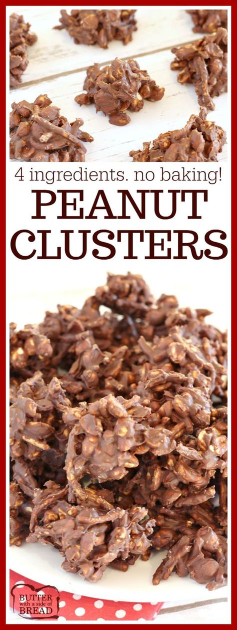 This Peanut Cluster recipe is the BEST!!! Peanut Clusters are the easiest no-bake holiday treats to make with just chocolate chips, butterscotch chips, peanuts and crunchy chow mein noodles! #nobake #recipe #chocolate #yummy #holidaybaking #peanuts #treat BUTTER WITH A SIDE OF BREAD Quotes Chocolate, Peanut Cluster, Chocolate Peanut Clusters, Peanut Clusters, Easy Holiday Treats, Baking Quotes, Treats To Make, Diy Easy Recipes, Chow Mein Noodles