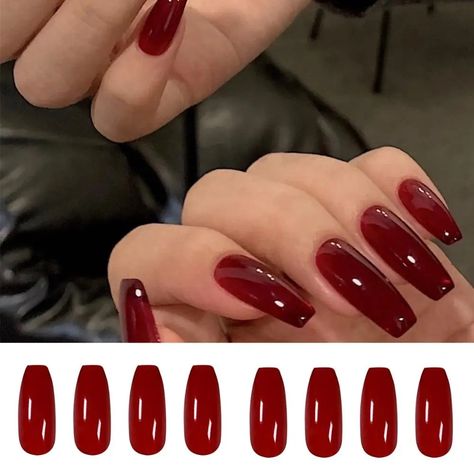 Smarter Shopping, Better Living! Aliexpress.com Red Coffin, Full Cover Nail Tips, Nail Pics, White Acrylic Nails, Fake Nails With Glue, Christmas Nail Art Designs, Nail Tattoo, Nail Styles, Summer Acrylic Nails