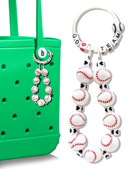 PRICES MAY VARY. 📣 Adorable Baseball Bogg Bag Charm: Level up your style game and show off your love for baseball with our insanely cute Baseball Bogg Bag Charm! These nine wooden beads combine with black heart beads are strung together firmly, featuring charming baseball patterns, , making your bag’s handle a true eye-catcher. ⚾ Showcase Your Passion: Let your love for the game shine bright wherever you go! Whether you’re a player, a die-hard fan, or just appreciate the sport, our Bogg Bag Cha Baseball Bogg Bag Charms, Diy Bag Tags, Baseball Attire, Bogg Bag Charms, Bogg Bag Accessories, Tote Bag Accessories, Softball Crafts, Baseball Accessories, Volleyball Skills