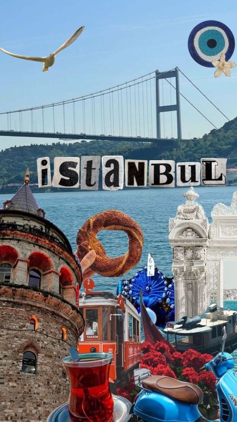 Travel Around The World Aesthetic, Around The World Aesthetic, Istanbul Wallpaper, The World Aesthetic, Istanbul Places To Visit, Turkish City, Minimalist Wallpaper Phone, City Collage, Istanbul Turkey Photography