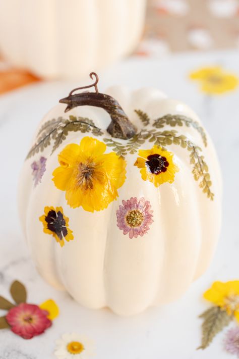 Mod Podge Pumpkins Decoupage Pumpkins, Craft Pumpkins, Princess Crafts, Kids Party Crafts, Pumpkin Vase, Pretty Crafts, Foam Pumpkins, Pumpkin Flower, Faux Pumpkins