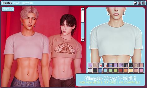 PEACH | Simple Crop Top | Patreon Sims 4 Male Crop Top, Sims 4 Cc Male Tops, Kleos Sims, Boy Crop Top, Men Crop Top, Guy Crop Top, Cute Sims, Male Crop Top, Simple Crop Top