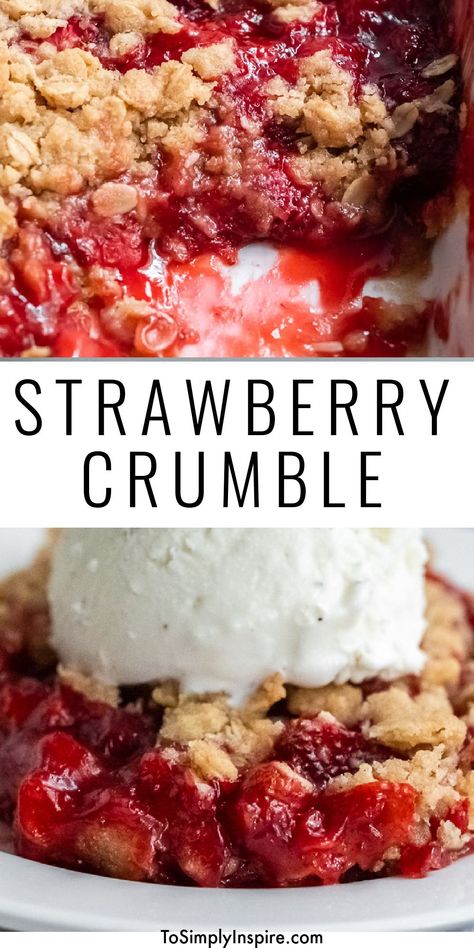 Quick Desserts With Strawberries, Strawberry Rubato Crisp, Quick Recipes With Strawberries, Small Batch Strawberry Desserts, Recipes Fresh Strawberries, Crushed Strawberry Recipes, Strawberry Gramcracker Dessert, Strawberry Crisp Recipe Crumble, Strawberry Rubber Crisp