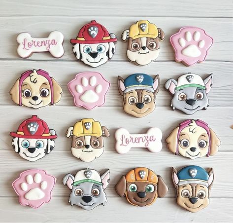 Paw Patrol Ice Cream Party, Pastel Paw Patrol Birthday, Paw Patrol Party Cookies, Paw Patrol Neutral Party, Paw Patrol Macarons, Skye Paw Patrol Cookies, 3rd Birthday Paw Patrol Girl, Muted Paw Patrol Party, Paw Patrol Cookies Girl