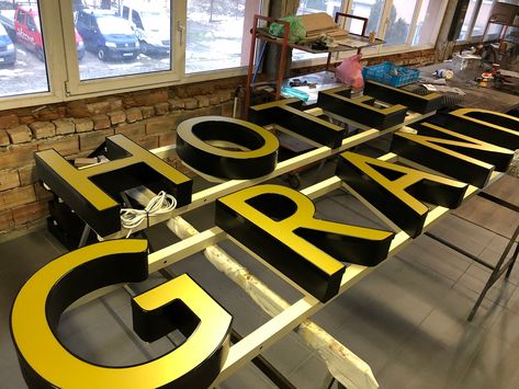 Large Metal Letters, Hospital Sign, Led Letters, Tall Letters, Sign Restaurant, Restaurant Sign, Hospital Signs, Sign Letters, Store Sign