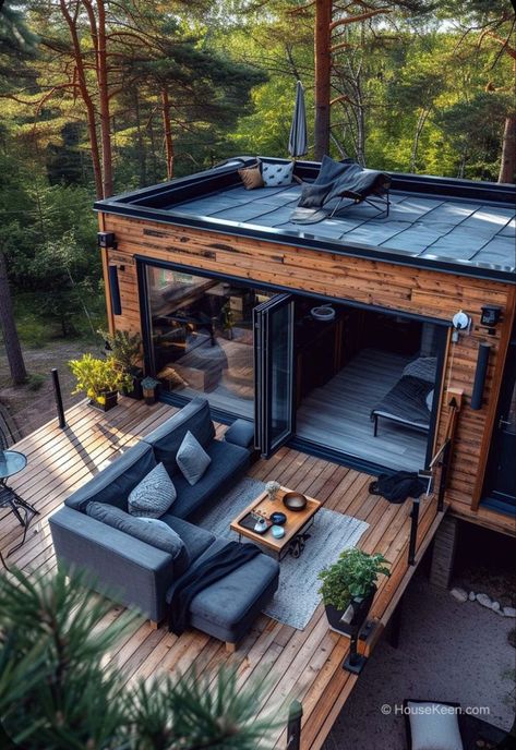 Tiny House Luxury, Container House Plans, Modern Tiny House, Container House Design, Tiny House Cabin, Tiny House Design, Small House Design, Design Case, House In The Woods