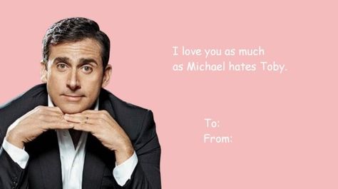 It's nice to know someone loves you. Valentines Day Card Memes, Meme Valentines Cards, Valentines Day Office, The Office Valentines, Valentines Day Sayings, Card Memes, Valentines Memes, Valentines Day Memes, Funny Valentines Cards