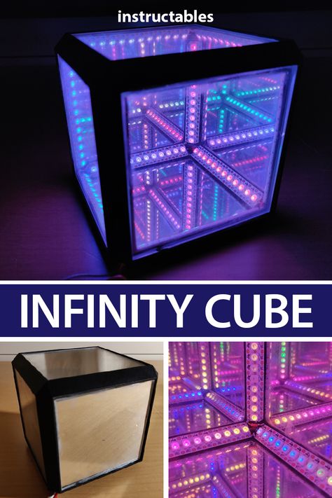 Arduino Light Projects, Led Projects Diy, Infinity Cube Diy, Led Crafts, Led Cube Arduino, Infinity Mirror Diy, Led Light Projects, Infinity Mirrors, Infinity Cube