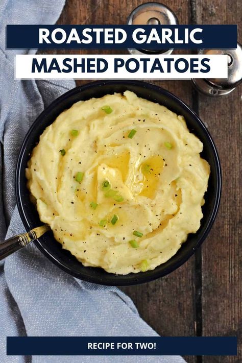 Roasted Garlic Mashed Potatoes for Two are a creamy and delicious side dish with a rich, savory flavor. This recipe comes together easily with Yukon gold potatoes, creamy roasted garlic, butter, milk, and a touch of sour cream that makes any meal extra special! Mashed Potatoes For Two, Roasted Garlic Butter, Lemonade Cocktail Recipe, Creamy Garlic Mashed Potatoes, Garlic Mashed Potatoes Recipe, Roasted Garlic Mashed Potatoes, Parmesan Roasted Potatoes, Roasted Garlic Cloves, Loaded Mashed Potatoes