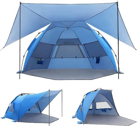 Beach Tent with 360° Removable Canopy, 4-6 Person Pop Up Sun Shade Shelter, UPF 50+ Automated Installation Double Silver Coating Portable Lightweight Beach Cabana for Beach/Camping/Outdoor/Park/Travel Beach Shade Tent, Pop Up Beach Tent, Camping Canopy, Beach Canopy, Camping Shelters, Shade Tent, Beach Shade, Beach Cabana, Outdoor Park