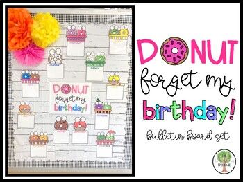 Birthday Bulletin Board Ideas For Work, Birthday Boards Classroom, Birthday Boards For Toddlers Classroom, Class Birthday Board, Birthday Board Ideas, Donut Classroom, Birthday Bulletin Board, Birthday Board Classroom, Birthday Chart