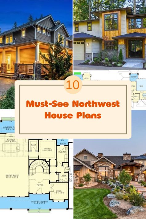 Explore Northwest's architectural beauty with 4 images showcasing 10 spectacular house plans. Featuring Craftsman charm, rustic elegance and spacious designs, these homes embrace nature wonderfully. Rustic Craftsman House Plans, Computer Nook, Rustic Craftsman, Black Window Frames, Craftsman Homes, Large Driveway, Stone And Wood, In Harmony With Nature, Modern Craftsman