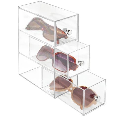 Sunglasses Organizer, Entrance Furniture, Sunglasses Storage, Miniature Display, Organize Drawers, Chrome Handles, Eye Glass, Eyeglass Holder, Glass Storage