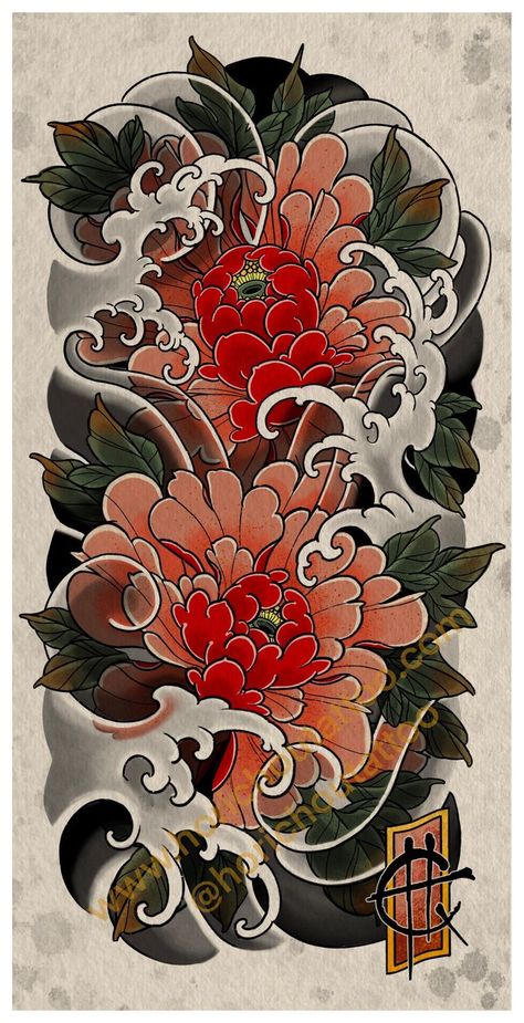 Neo-Traditional Characteristics: Similar to traditional but with a more modern twist, using a wider color palette and more detailed shading. Designs: Stylized animals, intricate floral designs, updated classic motifs. Japanese Peony Tattoo, Shoulder Tattoo Designs, Traditional Tattoo Prints, Japanese Tattoo Artist, Japanese Tiger Tattoo, Backpiece Tattoo, Japanese Flower Tattoo, Traditional Tattoo Flowers, Mom Tattoo Designs