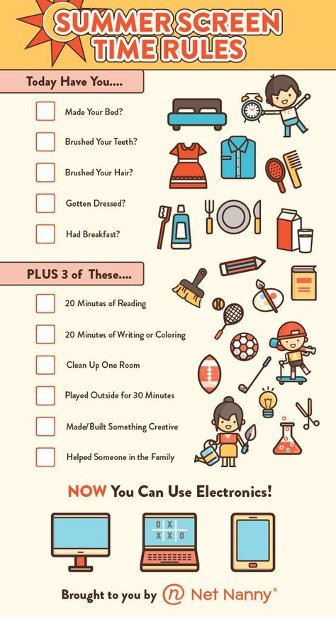 Summer Screen Time Rules, Kids Summer Schedule, Uppfostra Barn, Screen Time Rules, Kids Routine Chart, Rules For Kids, Children's Activities, Kids Schedule, Routine Chart