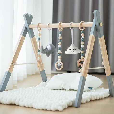 Wooden Baby Play Gym Foldable Baby Play Gym Frame Activity Gym Hanging Bar with 5 Gym Baby Toys Natural for Newborn Baby (Foldable Grey) Baby Play Gym, Activity Gym, Play Gym, Hanging Bar, Baby Gym, Newborn Baby Gifts, Natural Gifts, Baby Play, Baby Toys