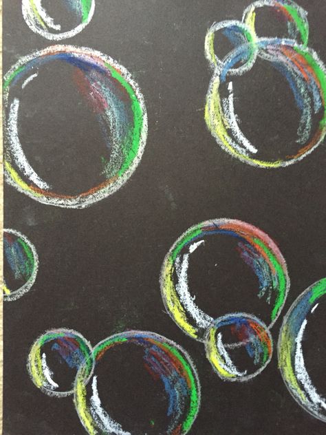 Bubbles using oil pastel                                                                                                                                                     More Oil Pastel Bubbles, Oil Pastel Color Combinations, Simple Pastel Art, Oil Pastel Simple, Simple Oil Pastel Art, Pastel Colour Art, Oil Pastel Art Ideas Inspiration, Color Wheel Art, Chalk Pastel Art