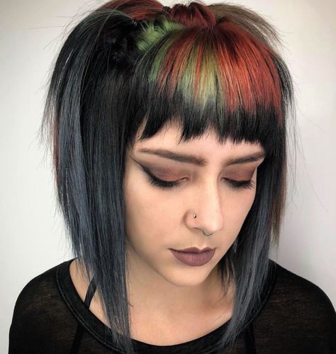 You don’t always have to dress in costume for your Halloween vibes 🎃 👻  Thank you @s_jaykay for always being my muse⚡️ • • • #stlhair… Hair Fairy, Hair Projects, Wavy Bob Haircuts, Diy Hair Color, Goth Hair, Fairy Hair, Bob Haircut With Bangs, Halloween Vibes, Hair Color Highlights