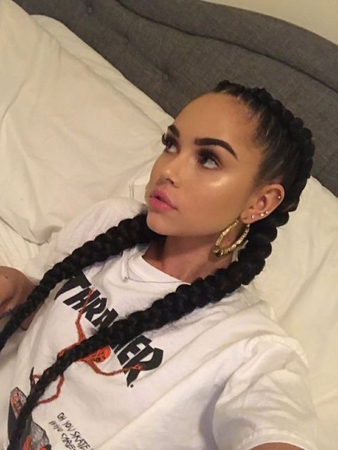 Makeup Photo, Haircut Styles, Two Braids, Photo Makeup, Braid Hairstyles, Long Straight Hair, Goddess Braids, Baddie Hairstyles, Box Braids Hairstyles