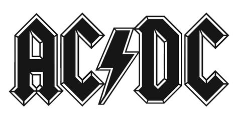 colors acdc logo Acdc Drawing, Acdc Tattoo, Ac Dc Logo, Acdc Logo, Dc Logo, Rock Band Logos, Rock N Roll Art, Logotype Design, Band Tattoo