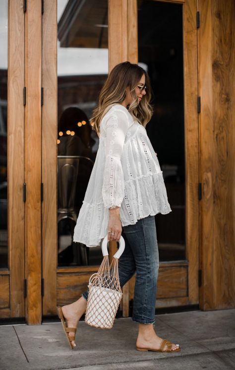 Pregnacy Fashion Outfits, Pregnacy Fashion, White Lace Tunic, Summer Pregnancy Outfits, Spring Maternity Outfits, Casual Maternity Outfits, Tunic Outfit, Now And Later, Maternity Clothes Summer