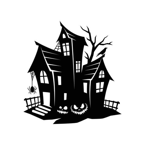 Haunted House Silhouette, Classic Ornament, House Silhouette, Halloween Stencils, Frame Download, Bag Illustration, House Logo, Art Simple, Ornament Frame