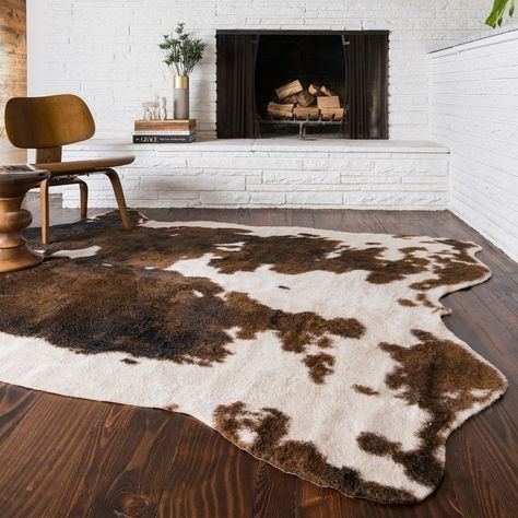 Animal Skin Carpet, Country Room, Western Bedrooms, Faux Cowhide Rug, Animal Skin Rug, Cow Rug, Alexander Home, Skin Rugs, Sofa Ideas