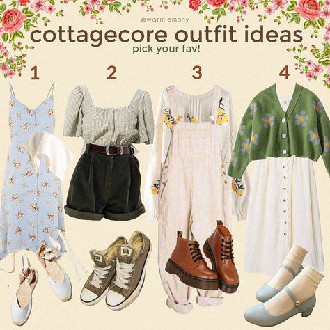 Vintage Cottagecore Outfits, Cottagecore Summer Outfits, Cottage Core Aesthetic Outfit, Favourite Aesthetic, Cottagecore Outfit Ideas, Academia Aesthetic Outfit, Magic Clothes, Cottagecore Outfit, Style Chart