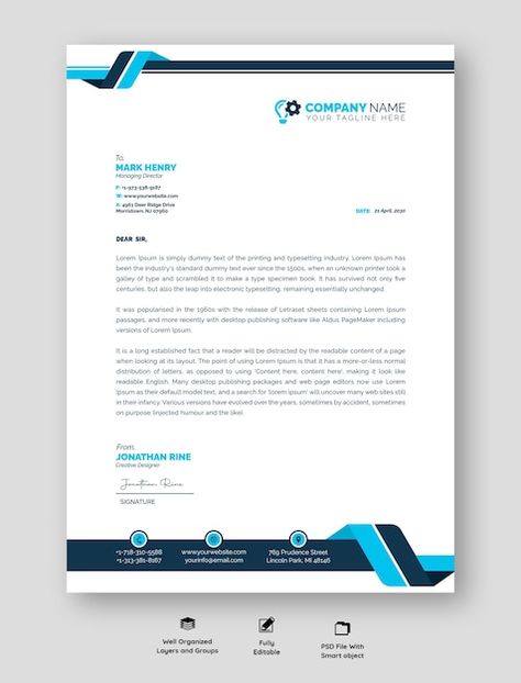 Free PSD modern business and corporate l... | Free Psd #Freepik #freepsd #a4-letterhead #corporate-letterhead #modern-letterhead #letter-head Header And Footer Design Word, Letter Pad Design, Header And Footer Design, Letter Heads Design Creative, Free Letterhead Template Word, Modern Letterhead Design, Letterhead Design Inspiration, Letter Head Design, Stationery Design Inspiration