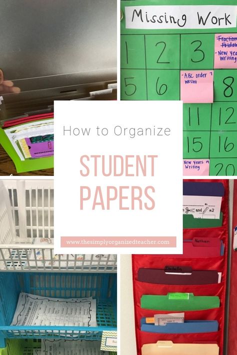 How to Organize Student Papers · Student Paper Organization Ideas, Organize Student Work, Teacher Paper Organization Ideas, Paper Organization Classroom, Absent Work Organization, Teacher Paper Organization, Classroom Organization Hacks, Absent Work, Late Work