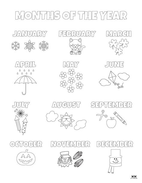 Months of the Year Worksheets & Printables | Printabulls Coloring Months Of The Year, Learning The Months Of The Year For Kids, Months Activities Worksheets, Months Worksheets For Grade 1, Today Is Worksheet Free Printable, Month Of The Year Coloring Pages, Months Of The Year For Preschoolers, Months For Preschool, Months Printable Preschool