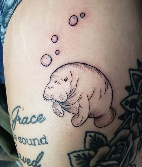 Amber Wilhelm | #manatee #manateetattoo #girlswithink #htxtattoo #texastattoo | Instagram Manatee Tattoo Ideas, Manatee Tattoo, Filler Tattoos, Texas Tattoos, Tasteful Tattoos, Manatees, Dream Tattoos, Body Mods, Simple Tattoos