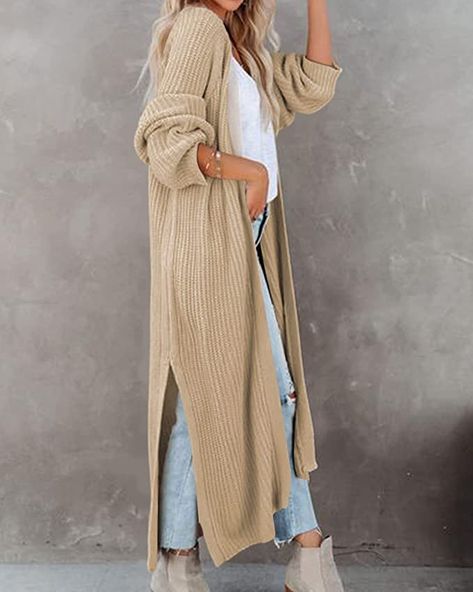 Full Length Cardigan, Long Cardigan Sweater Outfits, Duster Coats For Women, Long Cardigan Sweater, Fall 2023 Cardigan, Long Cardigans, Dusters For Women, Beige Long Cardigan Outfit, Fall Knit Long Cardigan