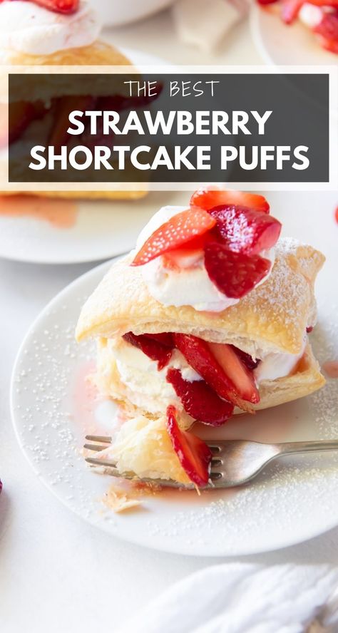 Strawberry Shortcake With Puff Pastry, Puff Pastry With Strawberries, Puff Pastry And Strawberry Recipe, Strawberries And Puff Pastry, Puff Pastry Recipes With Strawberries, Puff Pastry Strawberry Shortcake, Strawberry Shortcake With Frozen Strawberries, Puff Pastry Recipes Dessert Strawberries, Frozen Puff Pastry Recipes Desserts