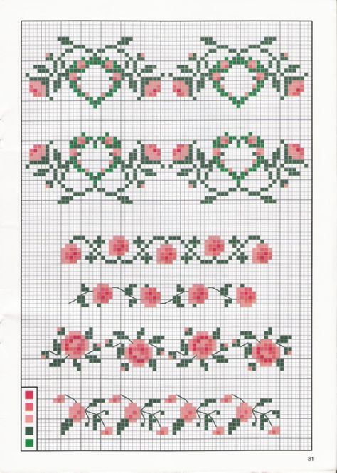 Cross Stitch Boarders, Cross Stitch Border Pattern, Pola Kristik, Cross Stitch Patterns Flowers, Cross Stitch Heart, Cross Stitch Bookmarks, Cross Stitch Borders, Floral Cross Stitch, Crochet Cross