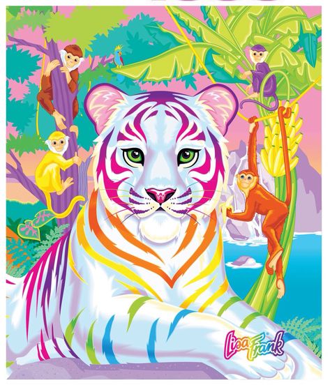 Lisa Frank white tiger rainbow Lisa Frank Art, Lisa Frank Birthday Party, Lisa Frank Unicorn, Rainbow Animals, Rainbow Tiger, Lisa Frank Stickers, Beautiful Tiger, Psy Art, Art Rainbow