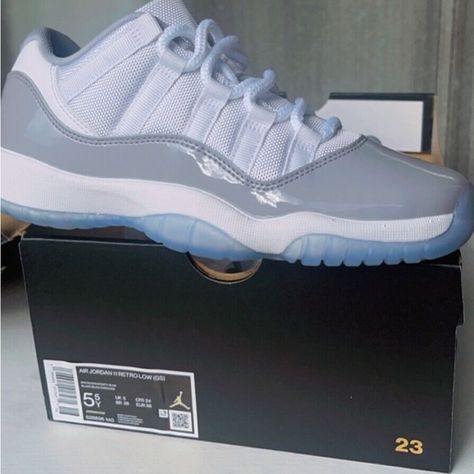 Size 5.5 - Air Jordan 11 Retro Low Cement Grey Neutral Color Shoes, Air Jordan 11 Retro Low, Jordan 11 Retro Low, Summer Shoe, Air Jordan 11 Retro, Cement Gray, Jordan 11 Retro, Air Jordan 11, Jordan 11